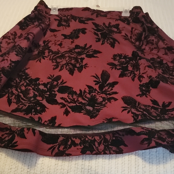 Faith and Joy Burgundy Red Skater Wrap Skirt - Picture 1 of 5